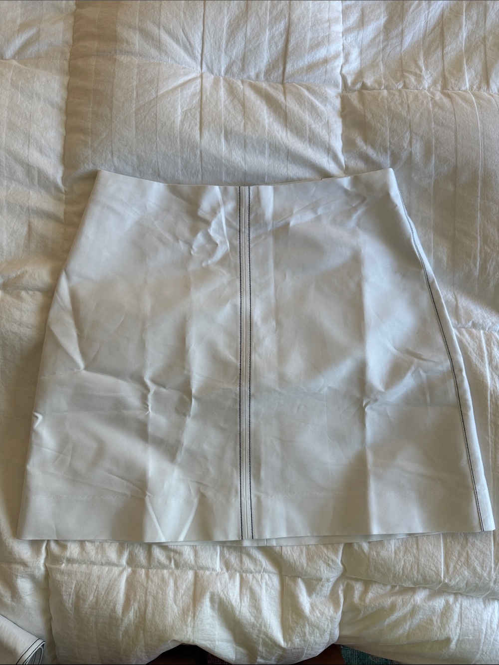 J. Crew White A-Line Mini Skirt with Center Stitch